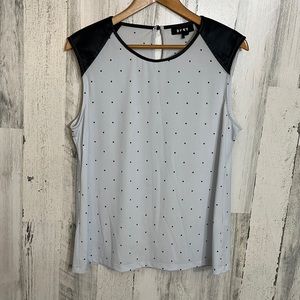- #L76 large dressy polka dot top size L DKNY